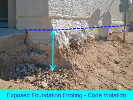 ACE Inspectors finds Exposed Foundation Footing